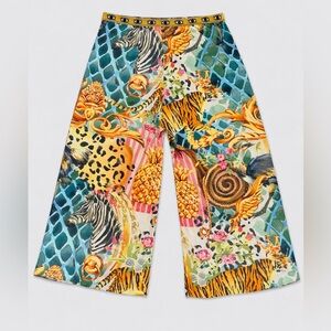 Petit Pois Viviana G XL Cropped Palazzo Pants Zebra Tiger Baroque Mesh